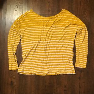 Striped boatneck top in Mustard and cream